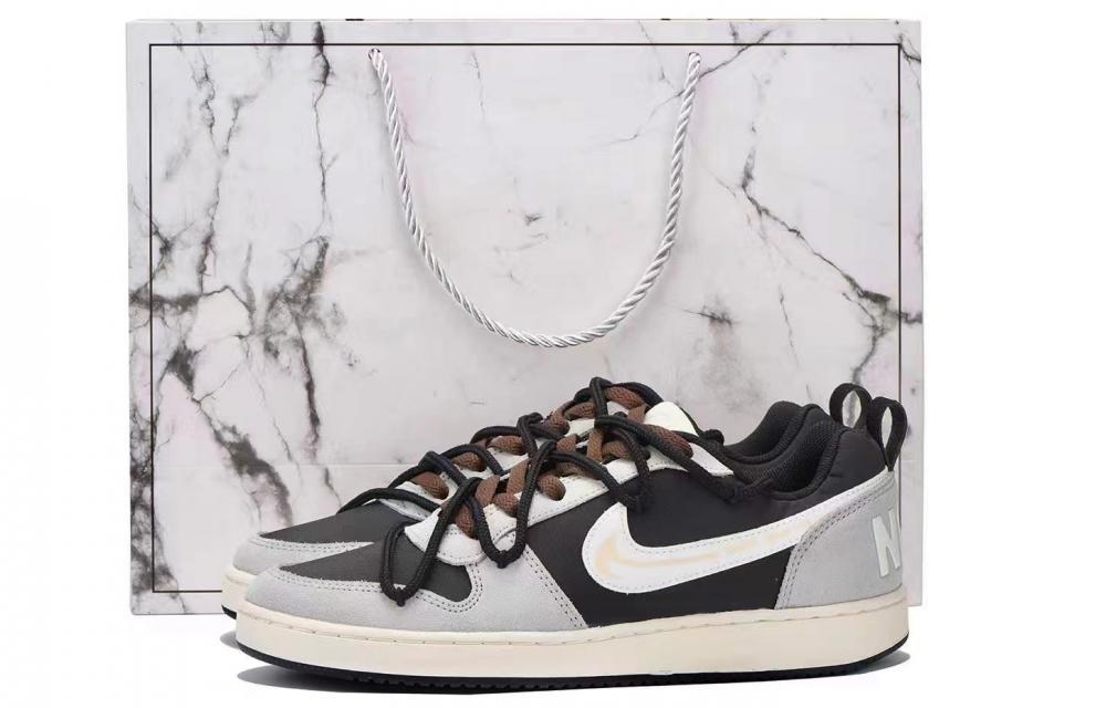 Nike Court Borough Ancient Fossil Anti-Slip Wear-Resistant Low-Top Skateboard Shoes Men's Black Gray