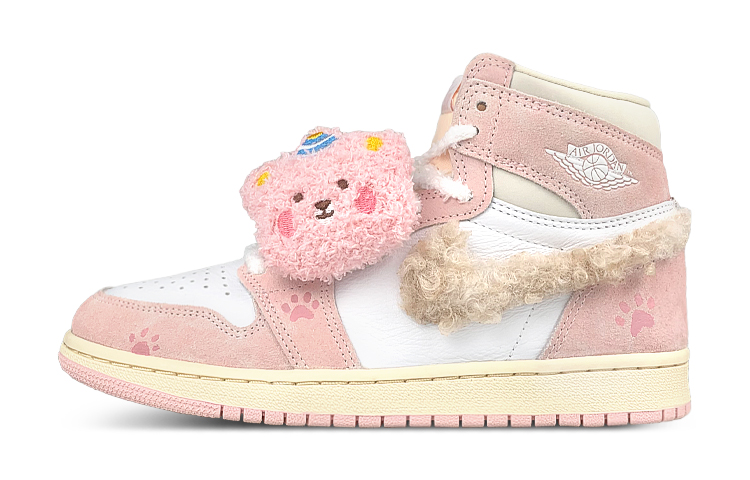 Jordan Air Jordan 1 High-Top Vintage Basketball Shoes Women's White Pink