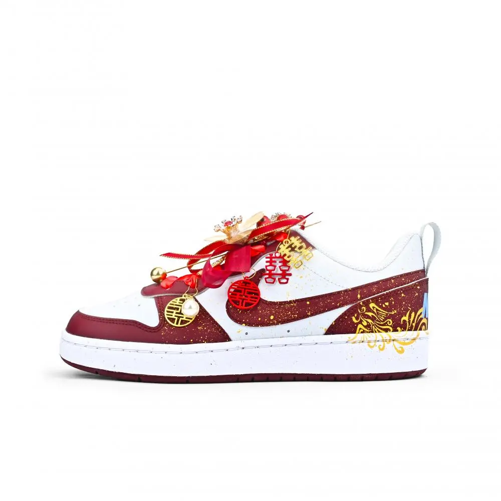 Nike Court Borough Abrasion Resistant Low Top Skateboard Shoes Women's Burgundy