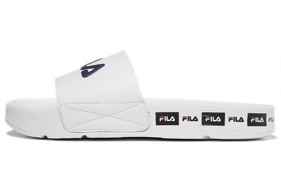 FILA Rubber Sole Quiet Slide Slippers Unisex White Korean Style