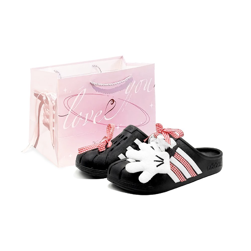 Adidas ADILETTE CLOGS Abrasion Resistant Closed Toe Slippers Unisex Black White Red
