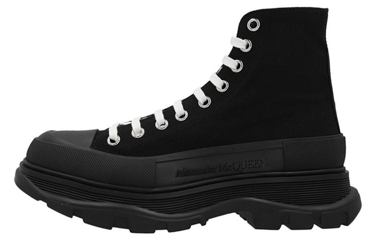 Alexander McQueen Tread Slick Canvas High Top Sneakers 'Black White'