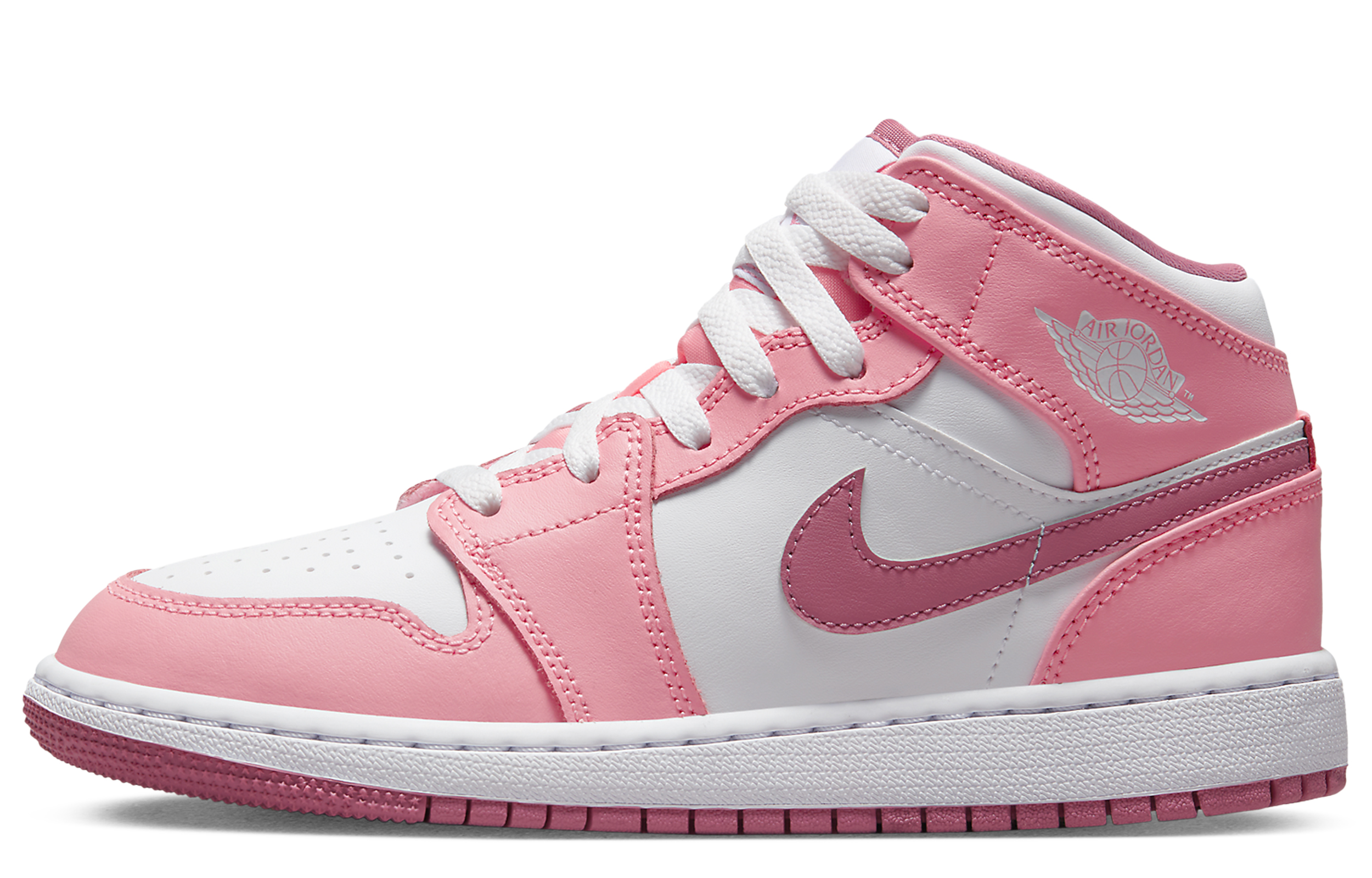 Jordan Air Jordan 1 Mid Top Vintage Basketball Shoes Pink White GS