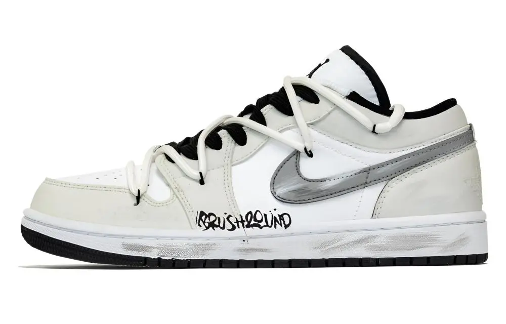 Jordan Air Jordan 1 Freeformism Abrasion Resistant Low top Vintage Basketball Shoes Unisex Tea White