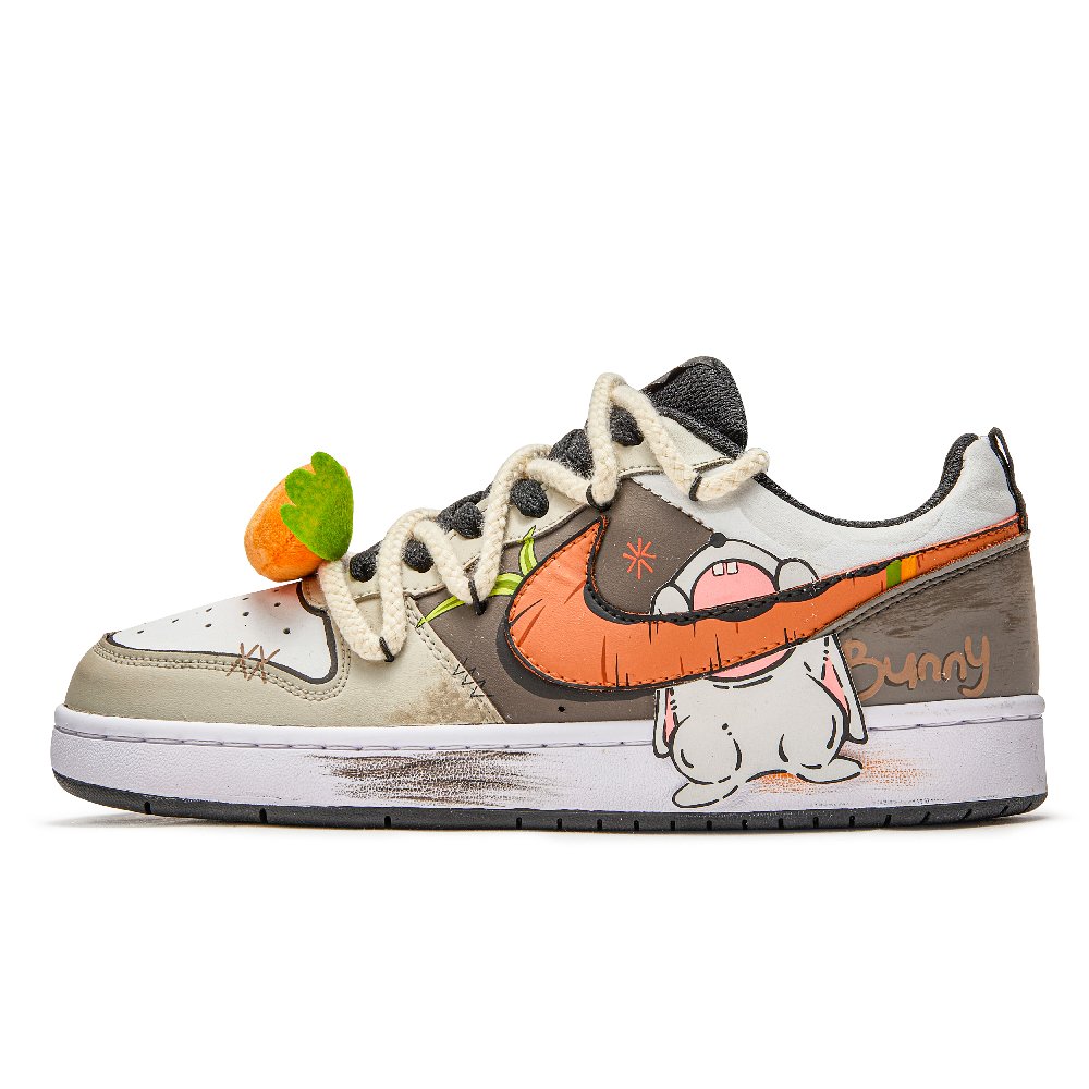 Nike Court Borough Free Panda White Daydreamer Anti-Slip Wear-Resistant Low-Top Skateboard Shoes GS Gray Orange