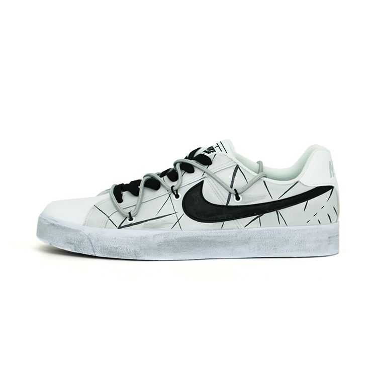 Nike Court Royale Ac Low-Top Skateboard Shoes Men's Black White