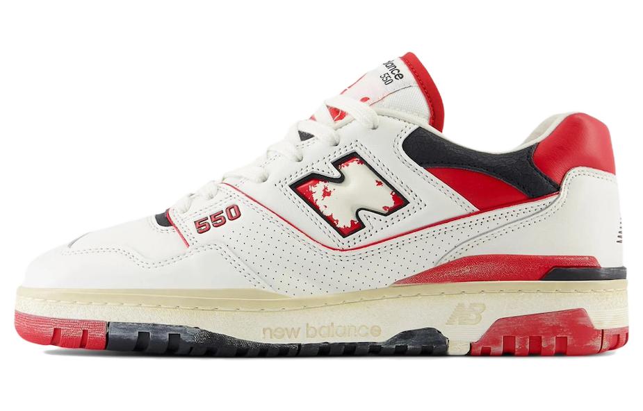 New Balance NB 550 Винтажные баскетбольные кроссовки Low Top Белый Красный Унисекс