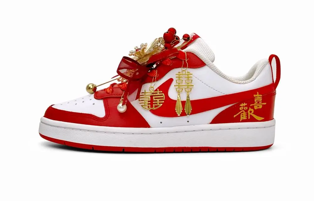 Nike Court Borough 2 Low top Skateboard Shoes Women's Red White