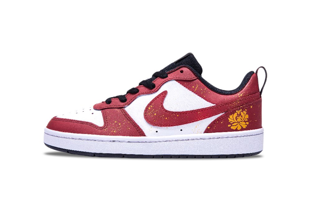 Nike Court Borough Non slip Lightweight Low Top Skateboard Shoes GS Red White