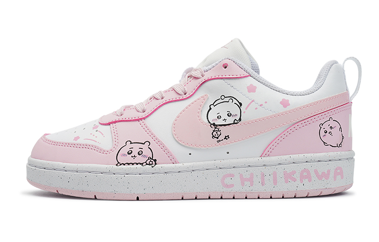 Nike Court Borough Series Berry Cut, Cute Chiikawa Anti Slip Wear Resistant Low Top Skateboard Shoes Women's Pink White