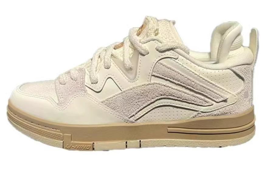 LiNing Wave Anti-Slip Wear-Resistant Low-Top Skateboard Shoes Men's Ecru