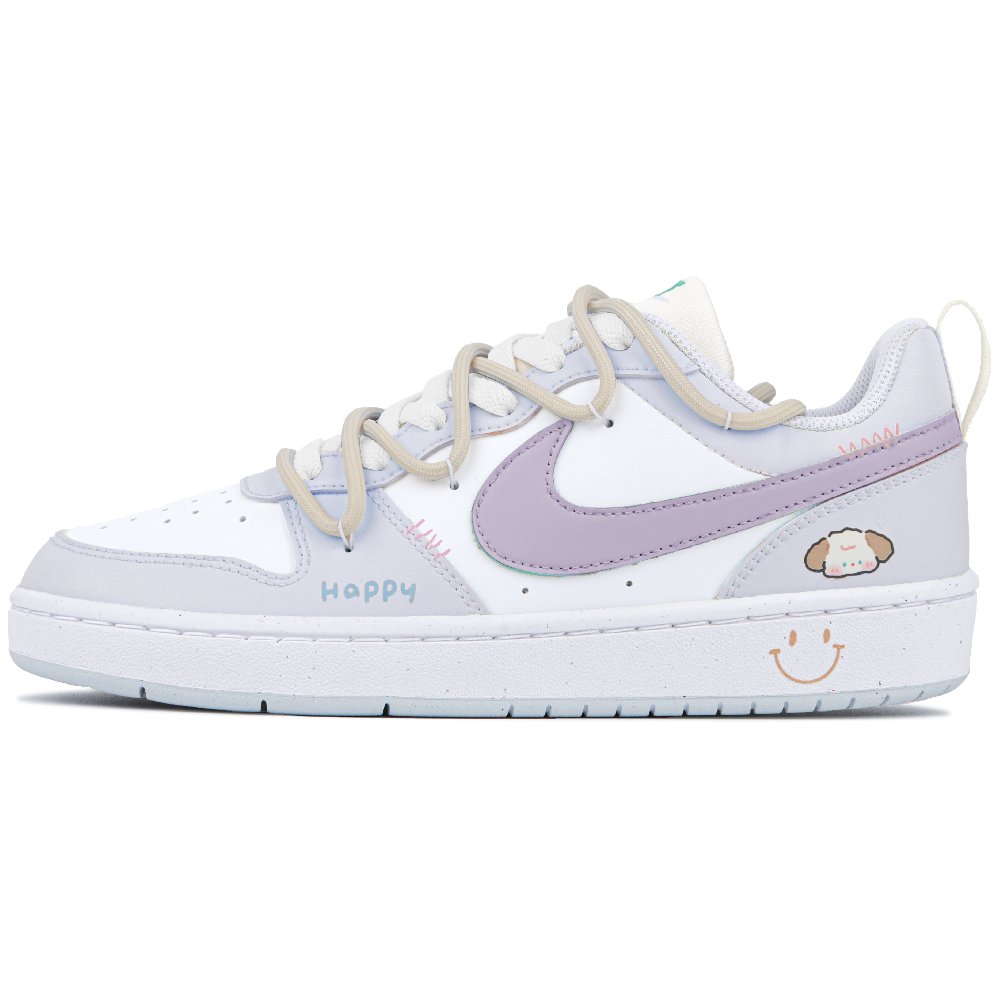 Nike Court Borough Low Pineapple Bear 1 Anti-Slip Wear-Resistant Low-Top Skateboard Shoes GS Light Purple