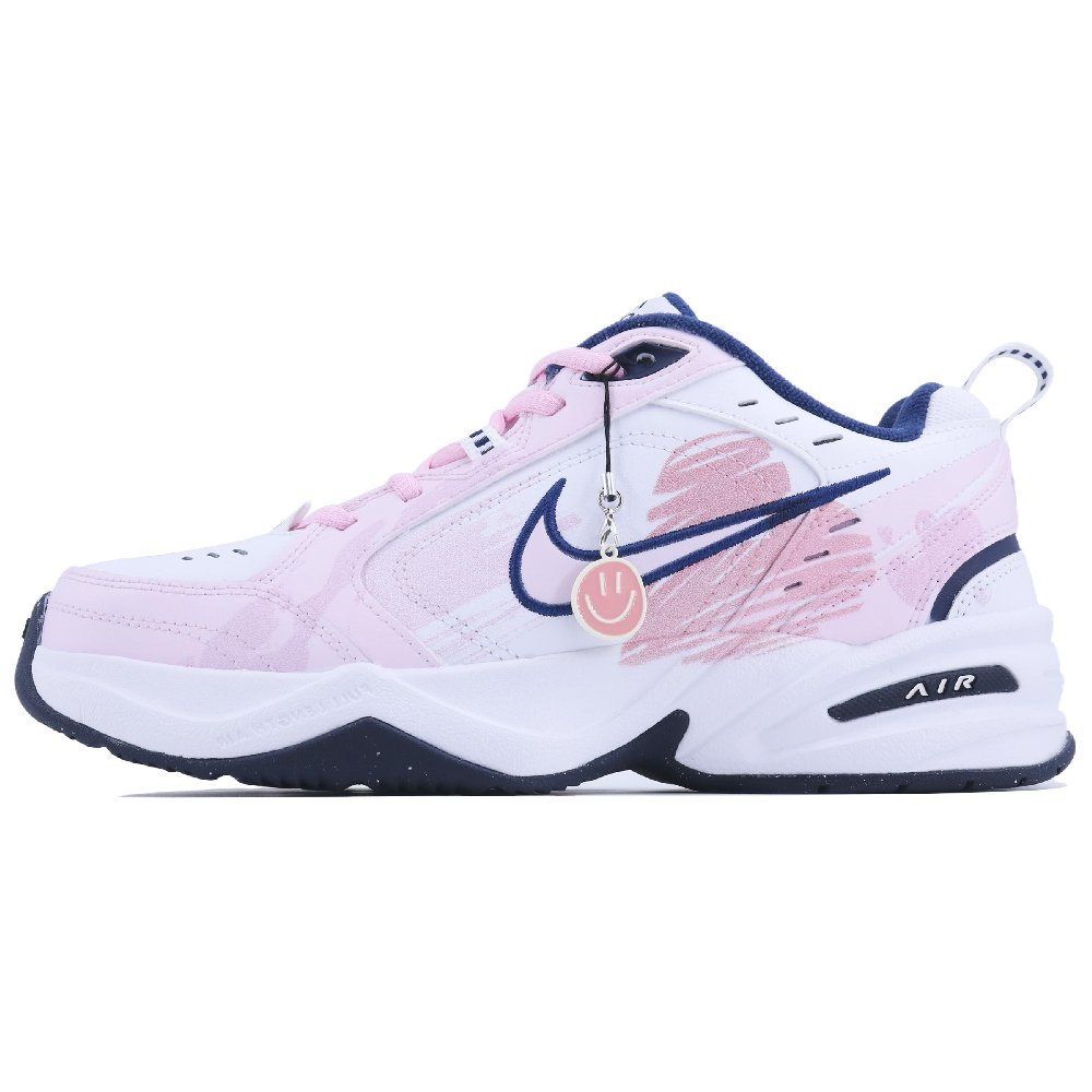 Nike Air Monarch 4 White Navy Sweet Berry Bubble SDS Abrasion Resistant Low Top Chunky Sneakers Unisex White Pink