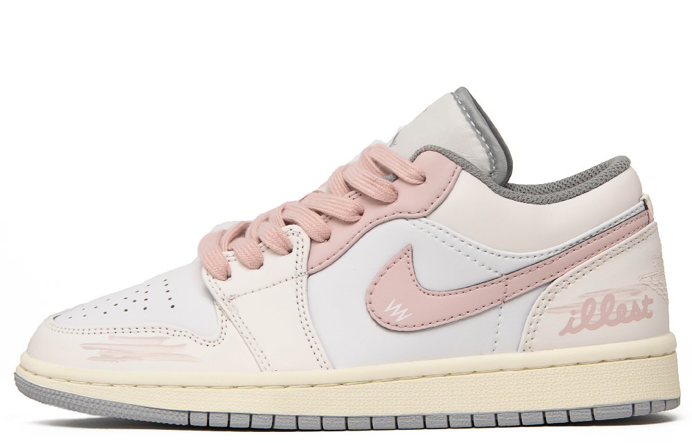 Jordan Air Jordan 1 Anti Slip Wear Resistant Low Top Vintage Basketball Shoes GS Beige Pink
