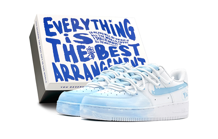 Nike Air Force 1 Slip-Resistant Low-Top Skateboard Shoes GS Blue