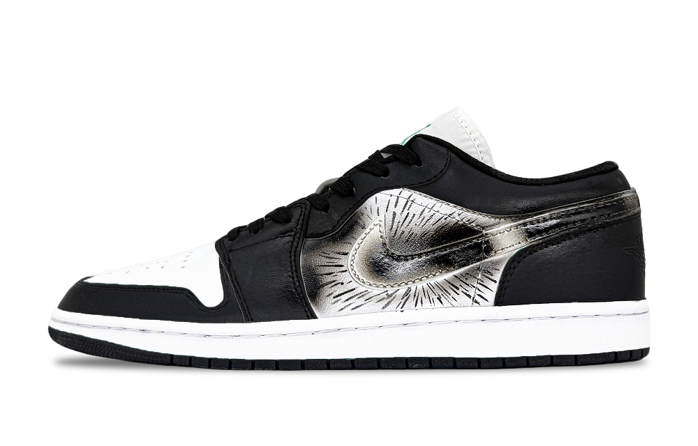 Jordan Air Jordan 1 Low Top Vintage Basketball Shoes Unisex Black Silver