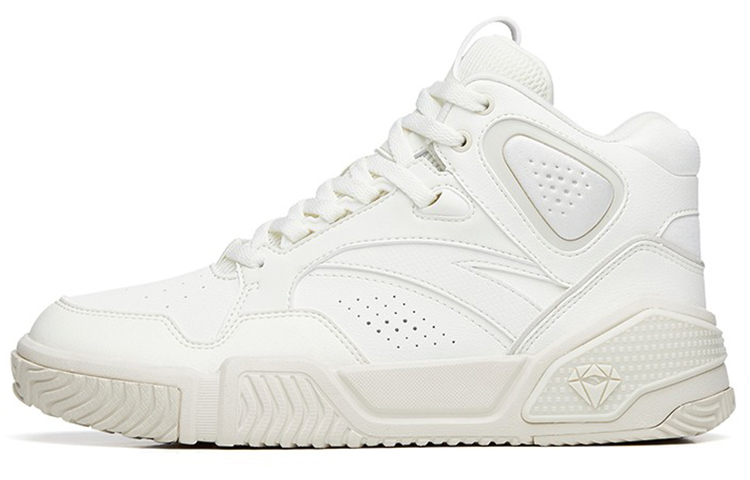 Anta Flame Slip-Resistant Cushioning Wear-Resistant High-Top Skateboard Shoes Women's White Gray