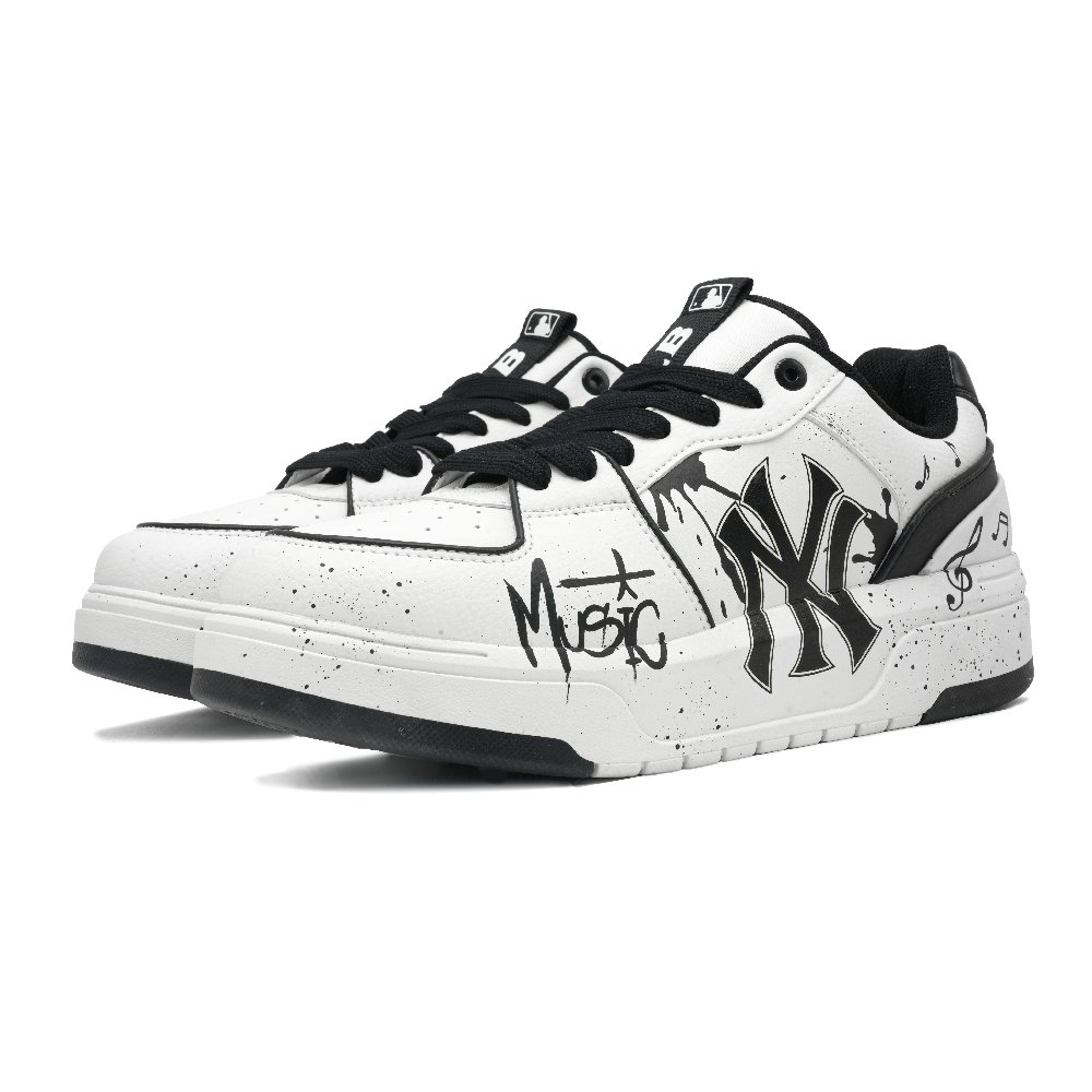 MLB Chunky Liner Rhythm Musical Note Anti Slip Wear Resistant Low Top Skateboard Shoes Unisex White
