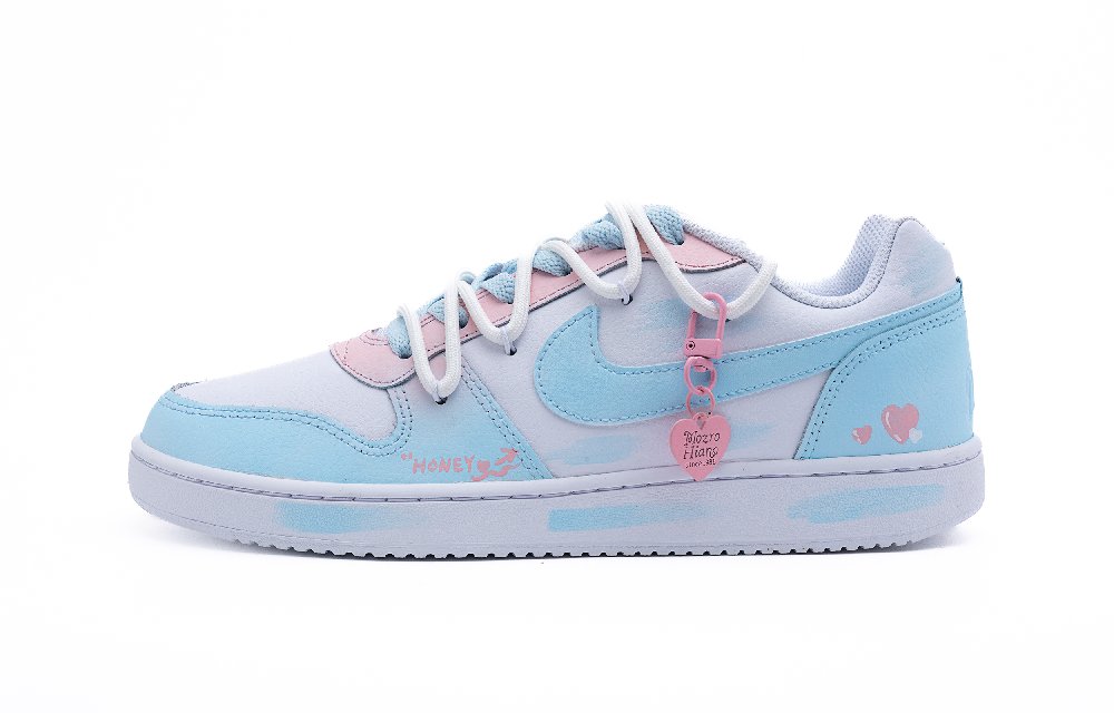 Nike EBERNON Blue Island Pink Cherry Anti-Slip Wear-Resistant Low-Top Skateboard Shoes Men's White