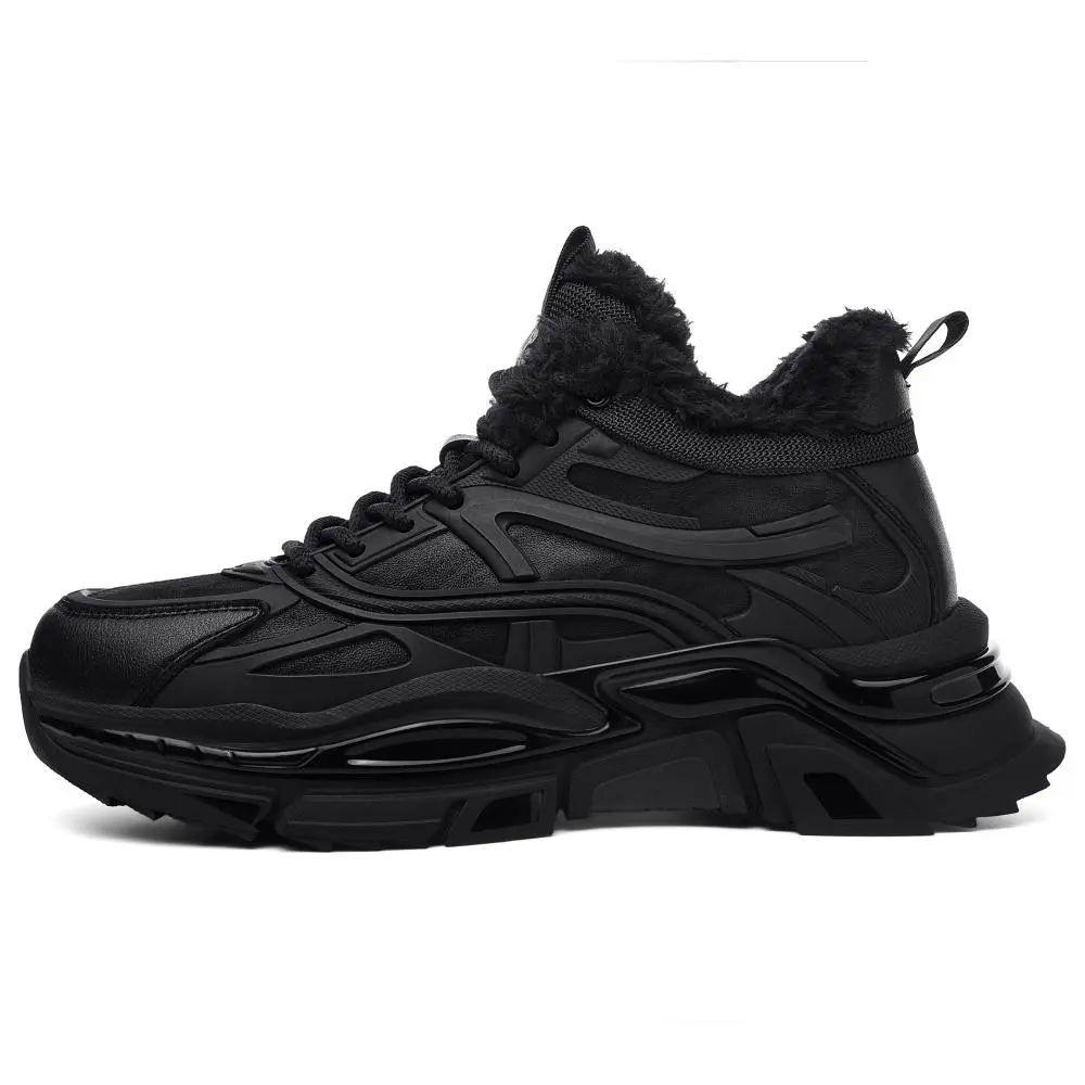 JEEP SPIRIT Black Warrior 3.0 Black Winter Men's Shoes With Jelly Soft Sole Mid Top Casual Shoes Men's Graphite Black