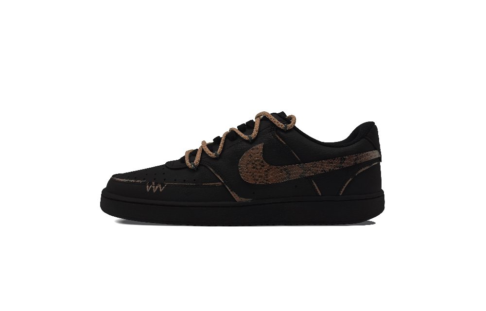 Nike Court Vision Low Anti Slip Wear Resistant Low Top Skateboard Shoes Unisex Black Umber