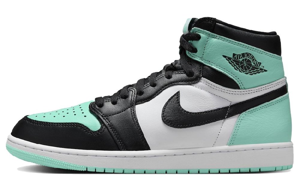 Jordan Air Jordan 1 Винтажные баскетбольные кроссовки High Top Черно-зеленый Унисекс
