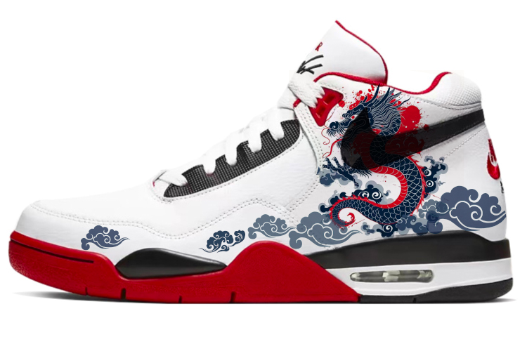 Nike Flight Legacy Mid-Top Vintage Basketball Shoes Men's Red White