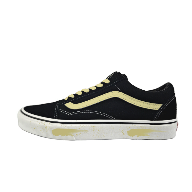 Vans Old Skool Abrasion Resistant Low Top Skateboard Shoes Unisex Black Yellow