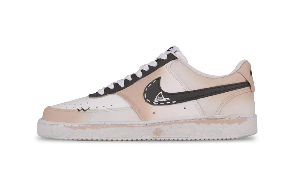 Nike Court Vision 1 Fall Winter Sleep Abrasion Resistant Low top Skateboard Shoes Men's White Pink
