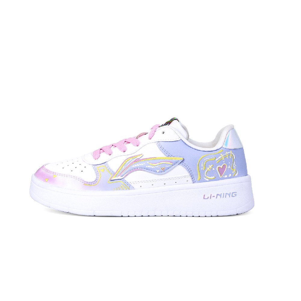 LINING Sports Life Collection Skateboard Shoes Women's Low-Top White Pink Purple