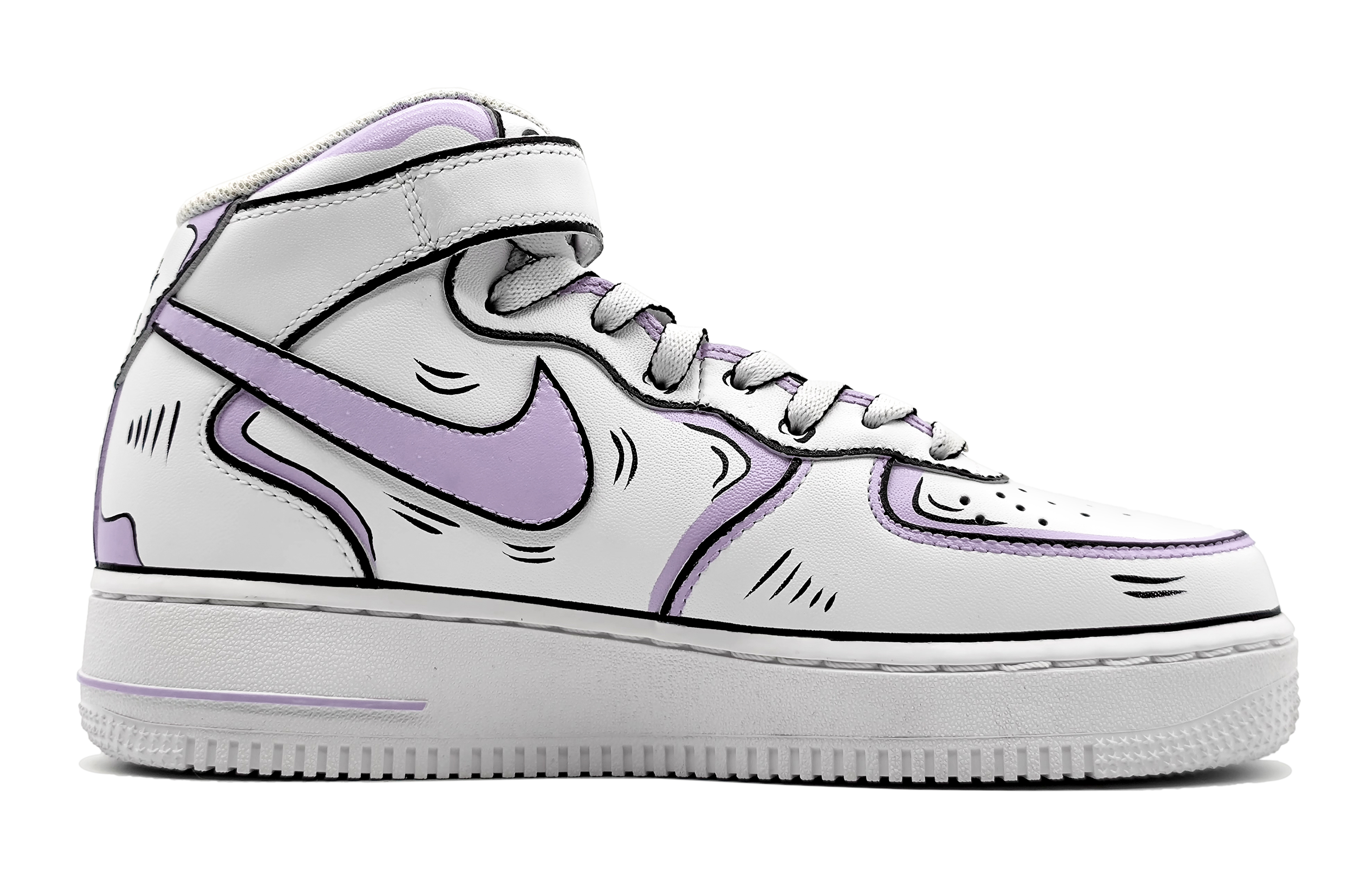 Nike Air Force 1 LE Mid-Top Skateboard Shoes GS Purple Gray