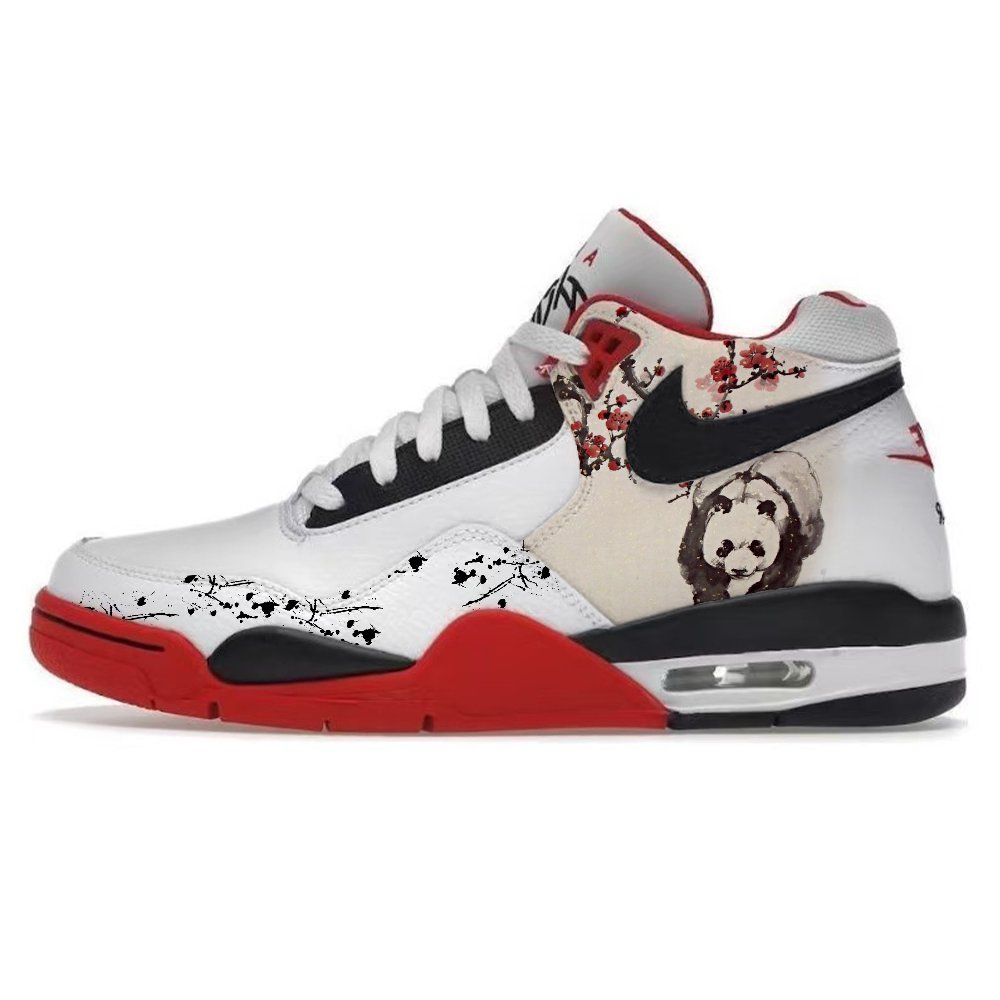 Nike Flight Legacy Anti-Slip Wear-Resistant High-Top Vintage Basketball Shoes Unisex Red White