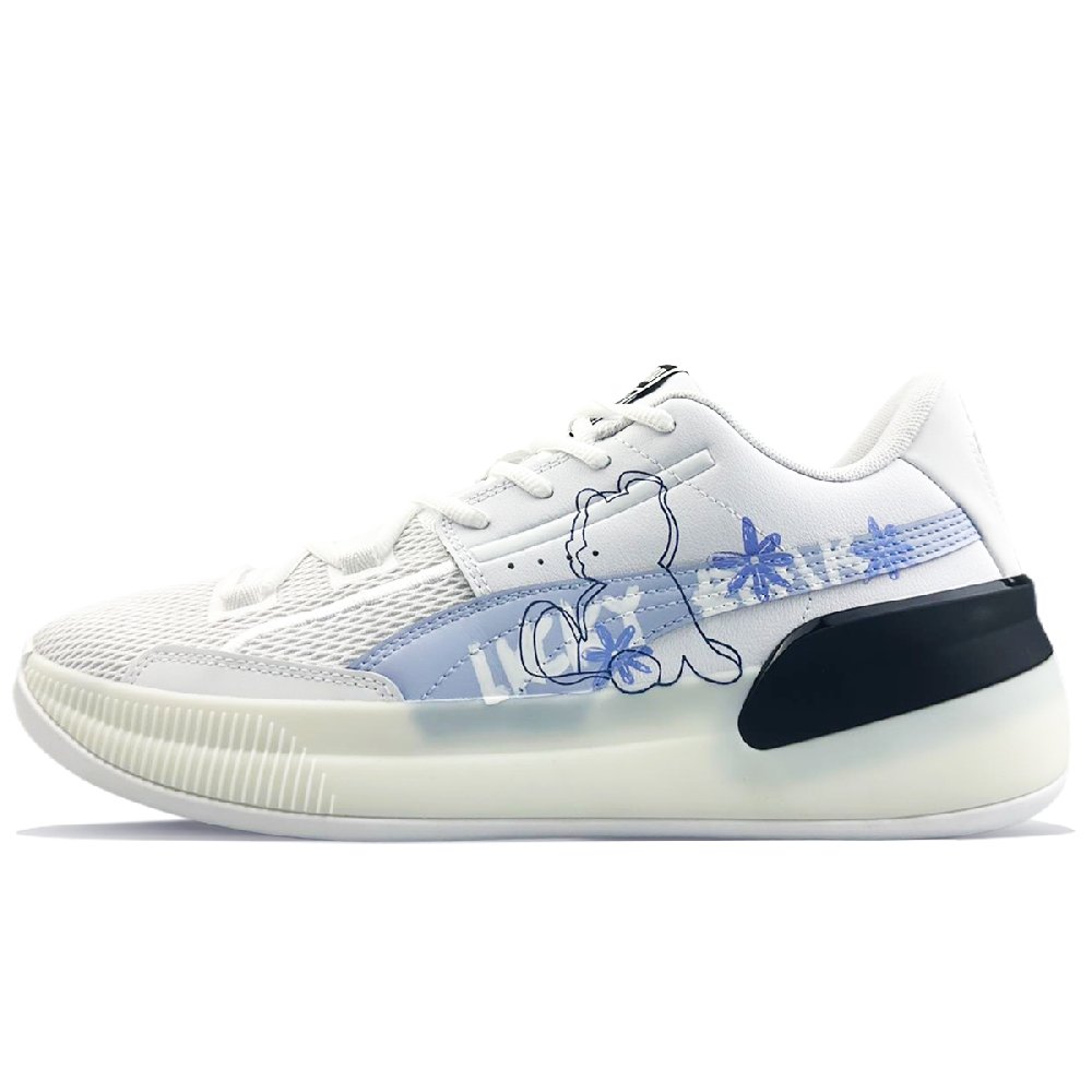 PUMA Clyde Hardwood Non-slip Lightweight Low-Top Performance Basketball Shoes Men's Purple White