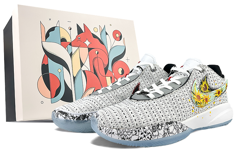 Nike LeBron 20 Cushioning Anti-Slip And Wear-Resistant Low-Top Basketball Shoes Men's Gray Yellow