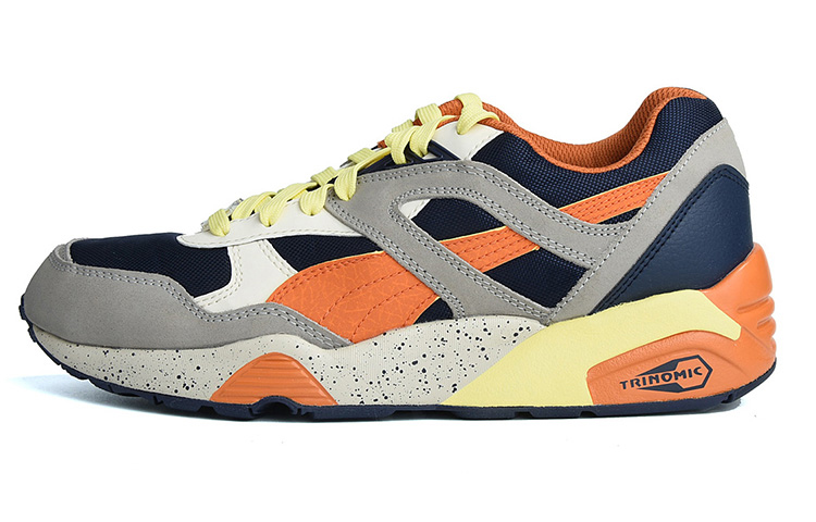 PUMA R698 Elemental Cushioning Breathable Moisture-Wicking Low-Top Running Shoes Unisex Orange-gray-blue