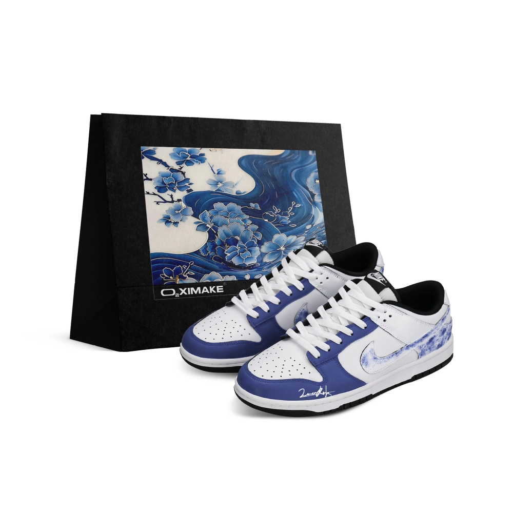 Nike Dunk Low top Skateboard Shoes Unisex Black White Blue