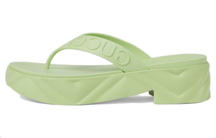 GUCCI Rubber Sole Flip Flops Women's Cyan