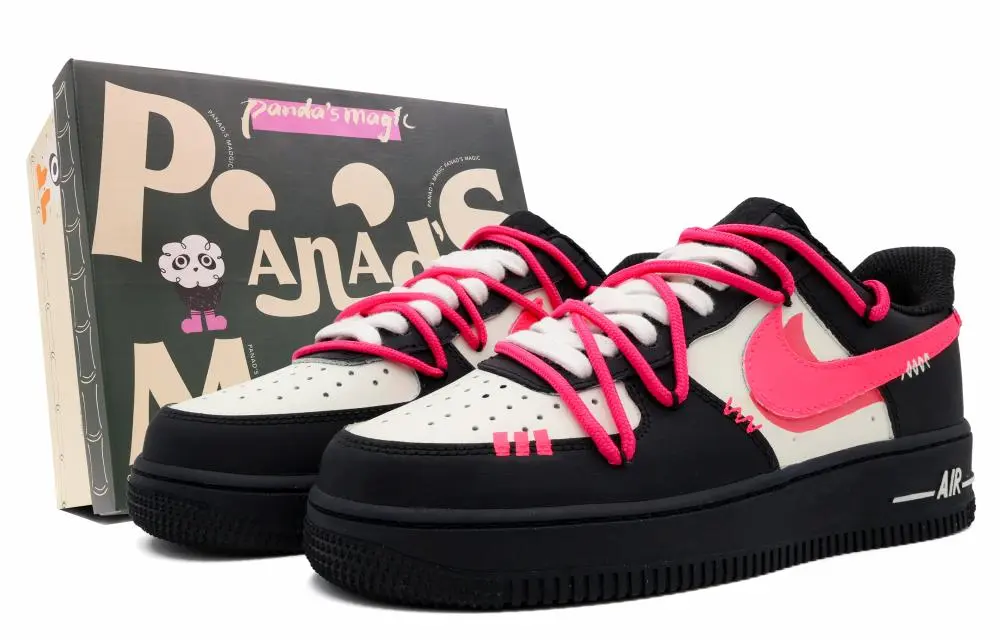 Nike Air Force 1 Low 07 Low top Skateboard Shoes Men's Black Pink