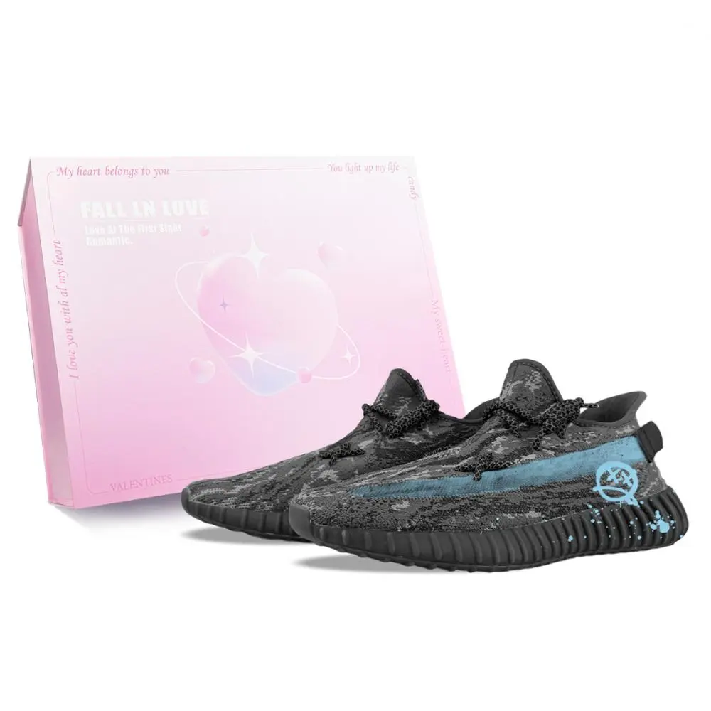 Adidas Originals Yeezy Boost 350 V2 Abrasion Resistant Low top Casual Shoes Unisex Black Blue