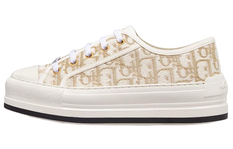 DIOR Walk'n'Dior Platform Shoes Low Top Stylish Skateboarding Shoes Women's White Gold