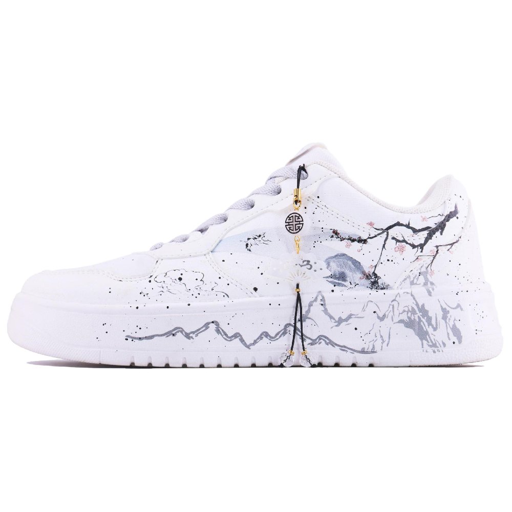 Anta Relaxed Slip Resistant, Abrasion Resistant, Lightweight Low Top Skateboard Shoes Men's White