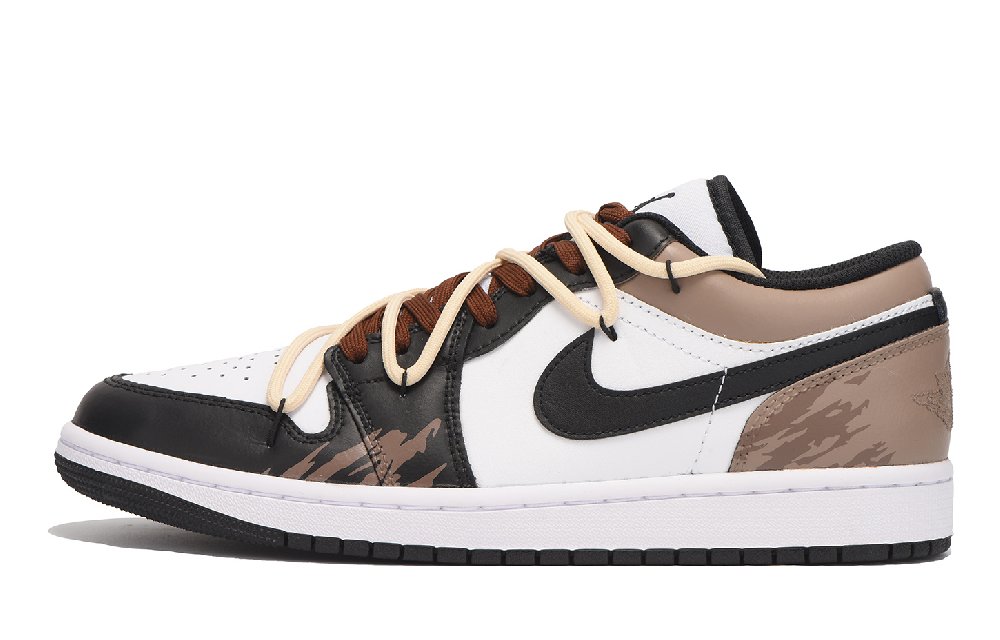 Jordan Air Jordan 1 Slip-Resistant Coverage Low-Top Vintage Basketball Shoes Men's Black Brown