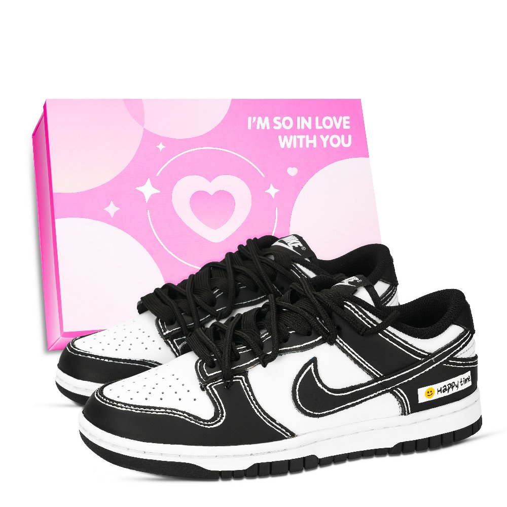 Nike Dunk Panda, Happy Moments Abrasion Resistant Low Top Skateboard Shoes Unisex Black White