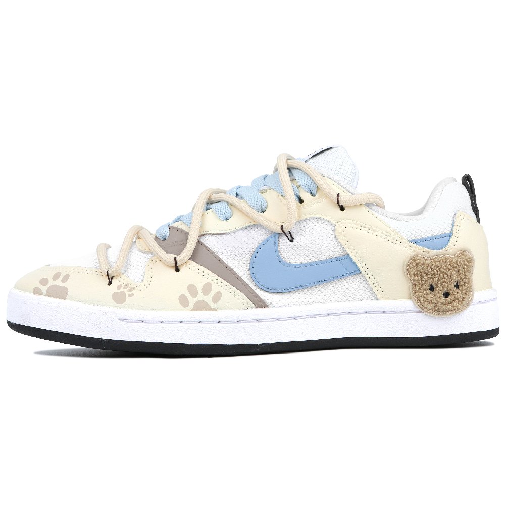 Nike SB Alleyoop Bear Note Anti Slip Wear Resistant Low Top Skateboard Shoes Women's White Yellow