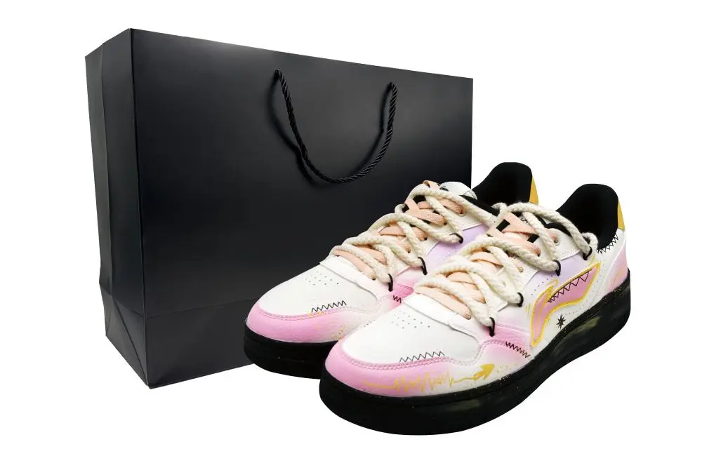 LiNing Tianji Soft Abrasion Resistant Height Increasing Low top Skateboard Shoes Women's Pink