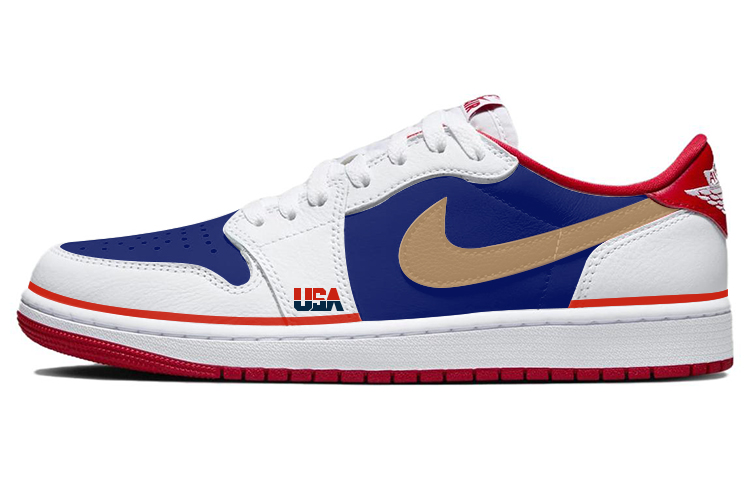 Jordan Air Jordan 1 Vintage Basketball Shoes Unisex Low Top White/Red/Blue