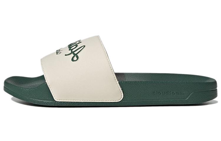 Adidas Adilette Shower Slides Wonder White Collegiate Green