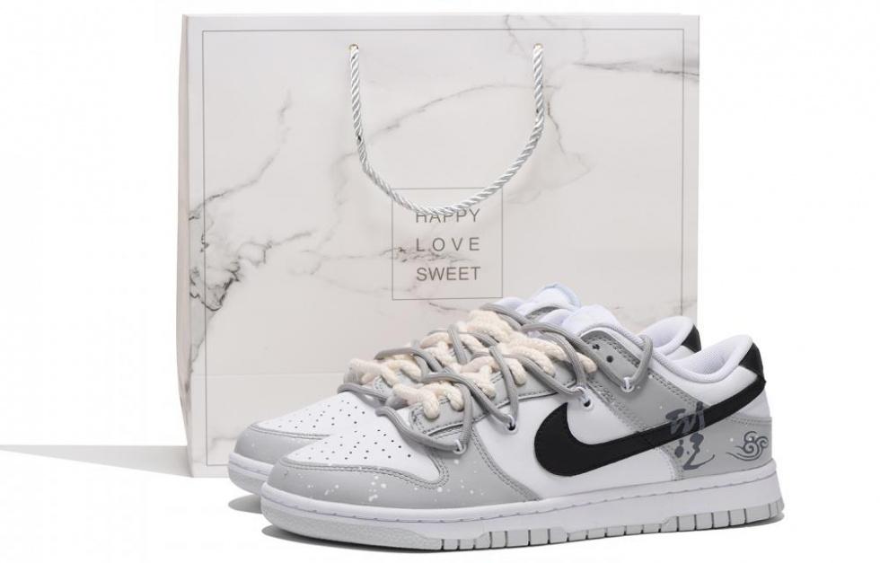 Nike Dunk Low Coverage Slip-Resistant Impact Resistance Wear-Resistant Low-Top Skateboard Shoes Men's Black Gray