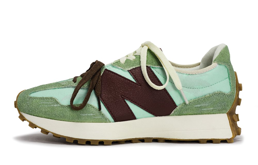New Balance NB 327 Abrasion Resistant Low Top Running Shoes Women's Beige Brown Green