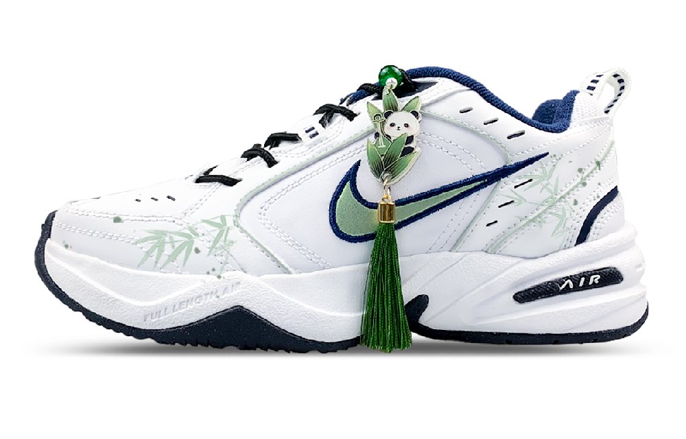 Nike Air Monarch 4 Abrasion-Resistant Slip-Resistant Low-Top Chunky Sneakers Unisex White Green